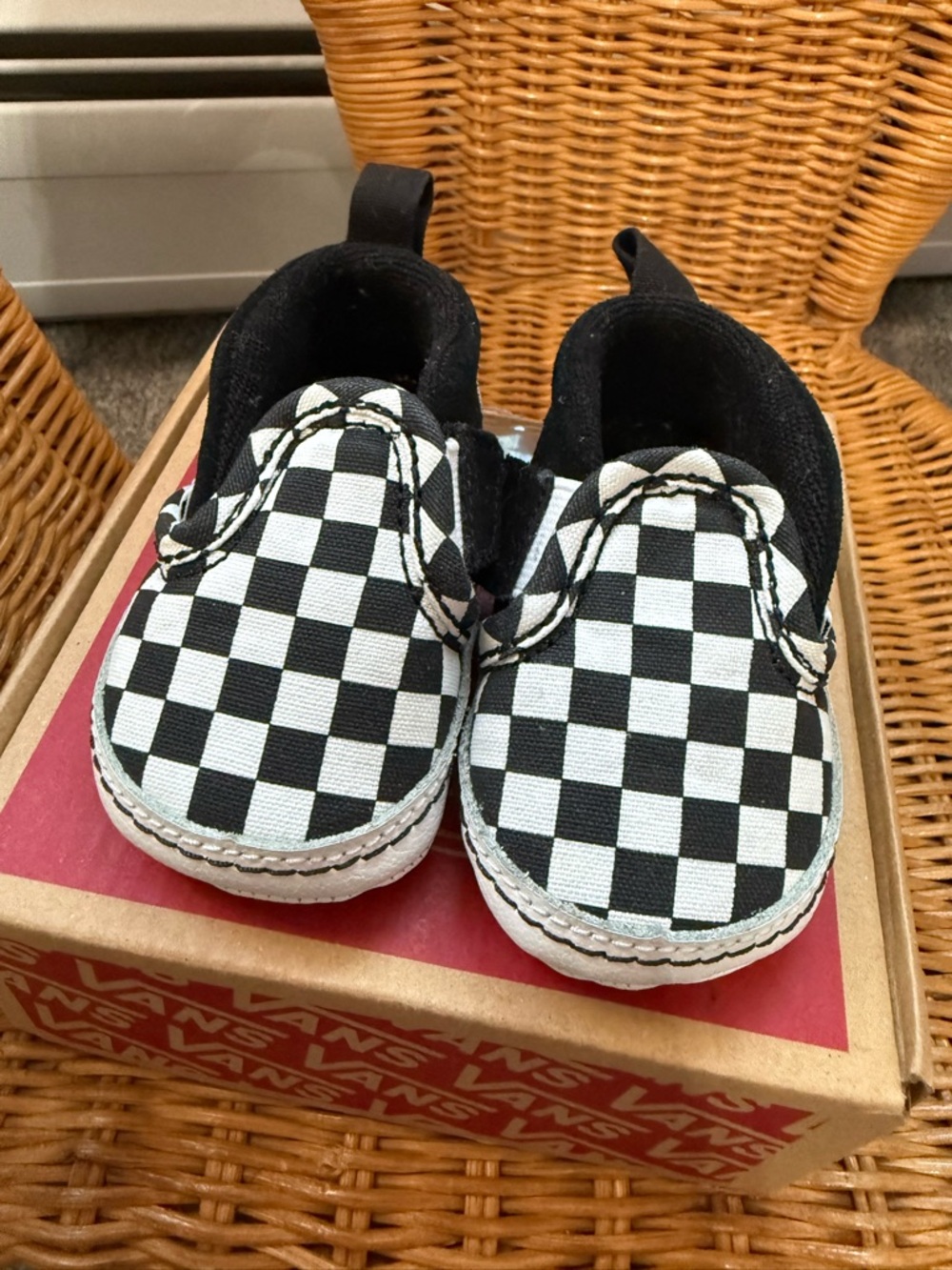 Vans Kids Black and White Checkerboard Slip-On